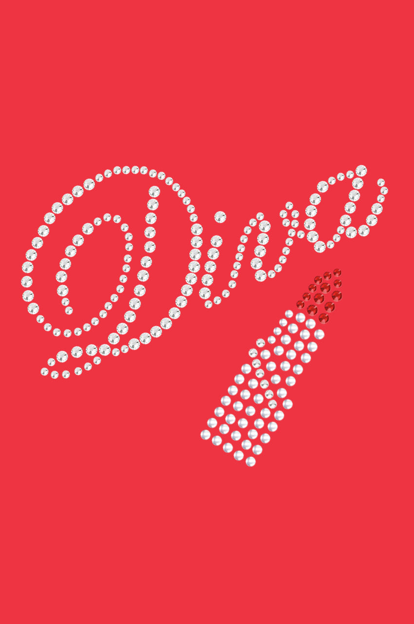 Diva with Austrian crystal Red Lipstick - Womens T-shirt