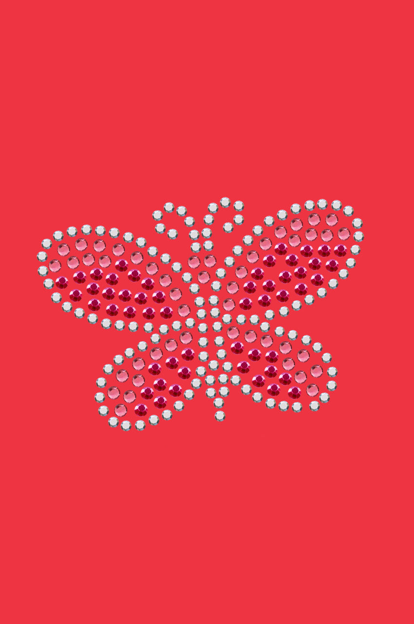 Pink Austrian crystal Rhinestone & Rhinestud Butterfly - Bandannas