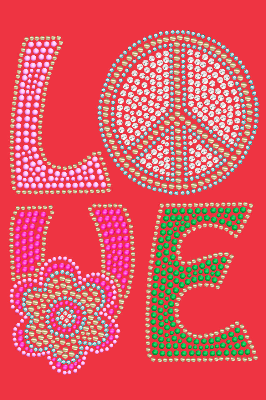 Love with Peace Sign & Flower - Womens T-shirt