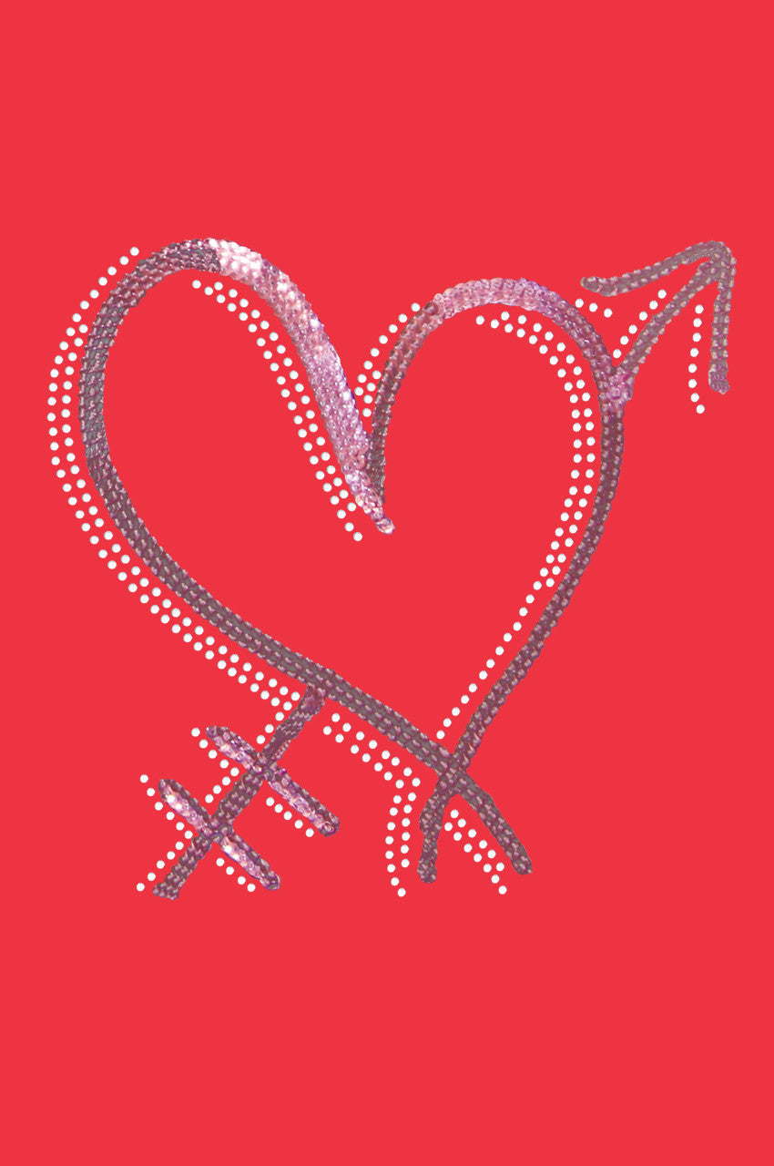 Pink Sequin Heart with Arrow - Women's T-shirt
