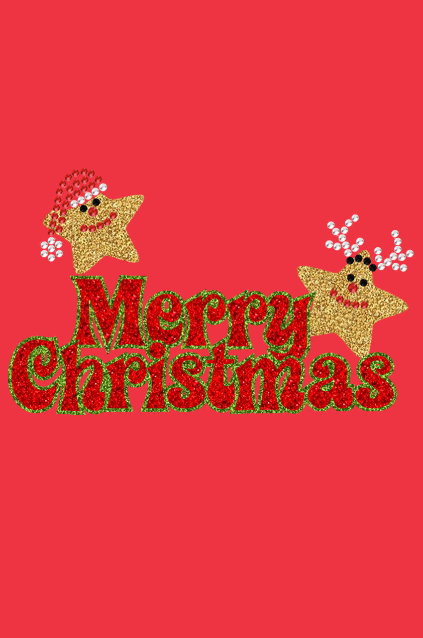 Merry Christmas Glitter Stars - Womens T-shirt