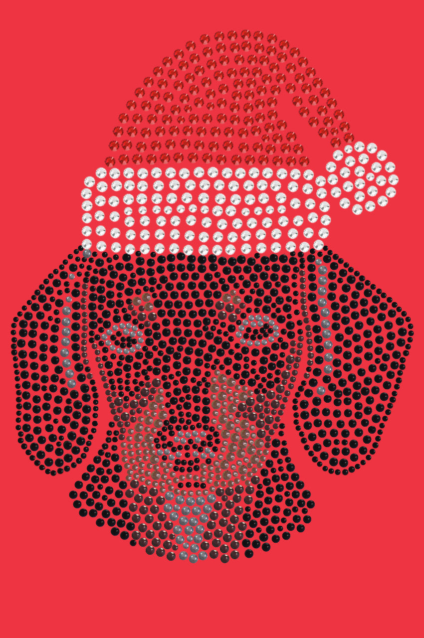 Dachshund Face with Santa Hat - Womens T-shirt