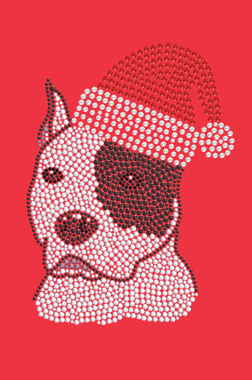 Pit Bull with Santa Hat - Womens T-shirt