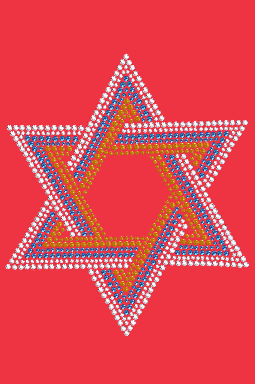 Star of David - Large (Blue, Silver, & Gold) - Womens T-shirt