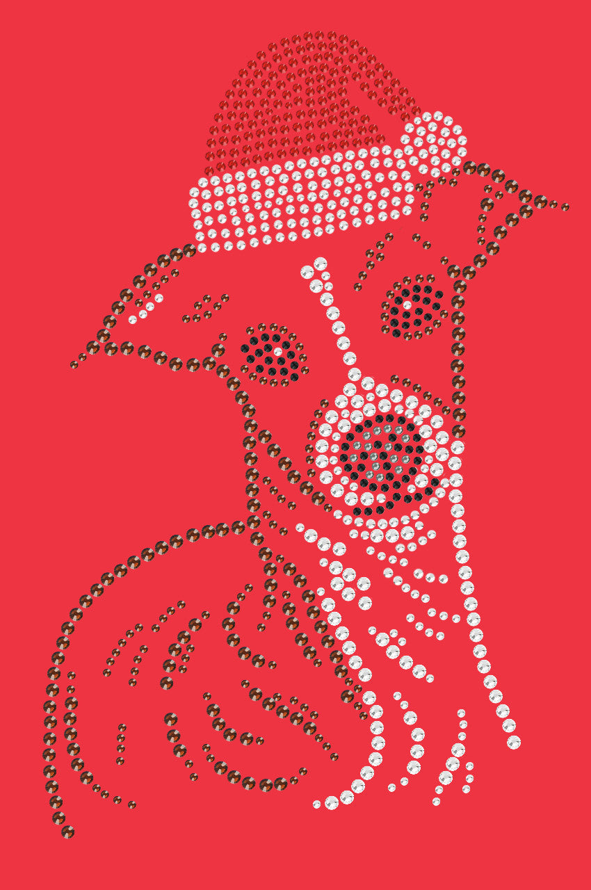 Italian Greyhound Face with Santa Hat - Womens T-shirt