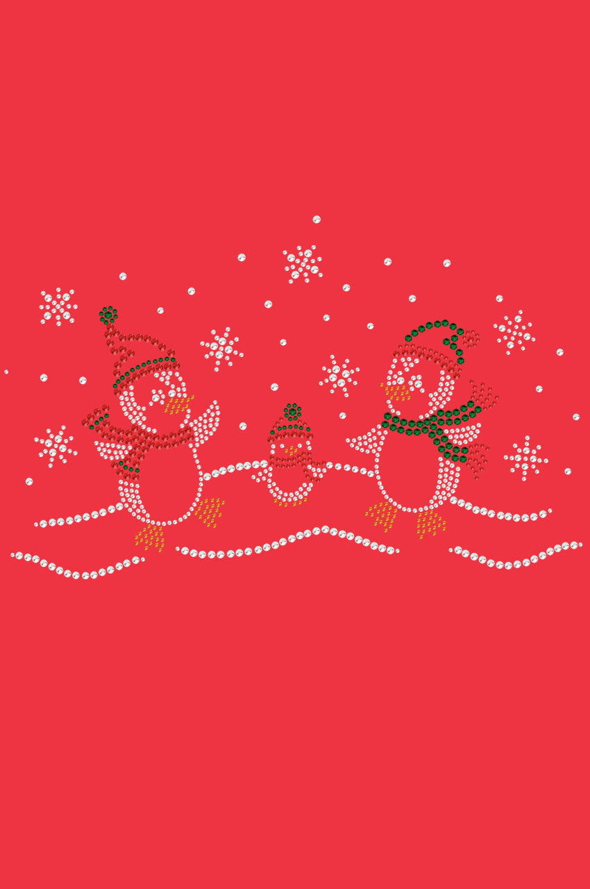 Penguin Family with Snowflakes - Women's T-shirt