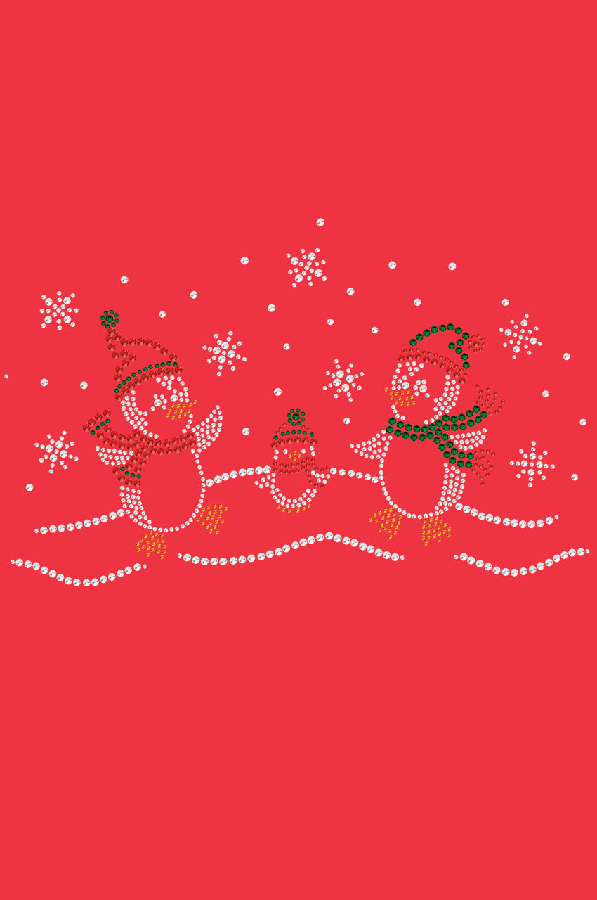 Penguin Family with Snowflakes - Womens T-shirt