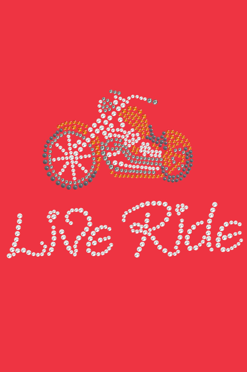 Live - Ride - Orange Motorcycle - Womens T-shirt