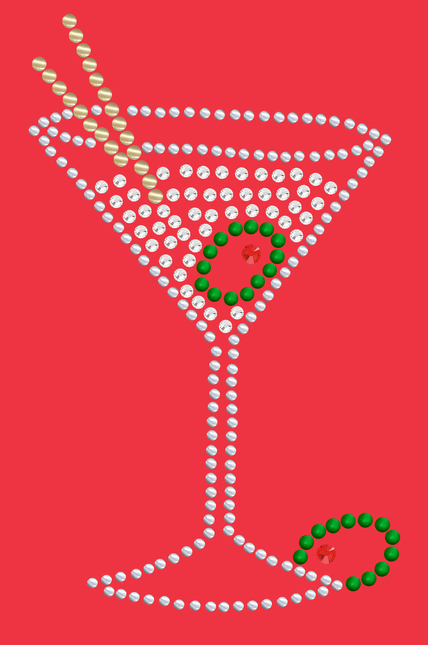 Martini (Silver Rhinestone)- Womens T-shirt