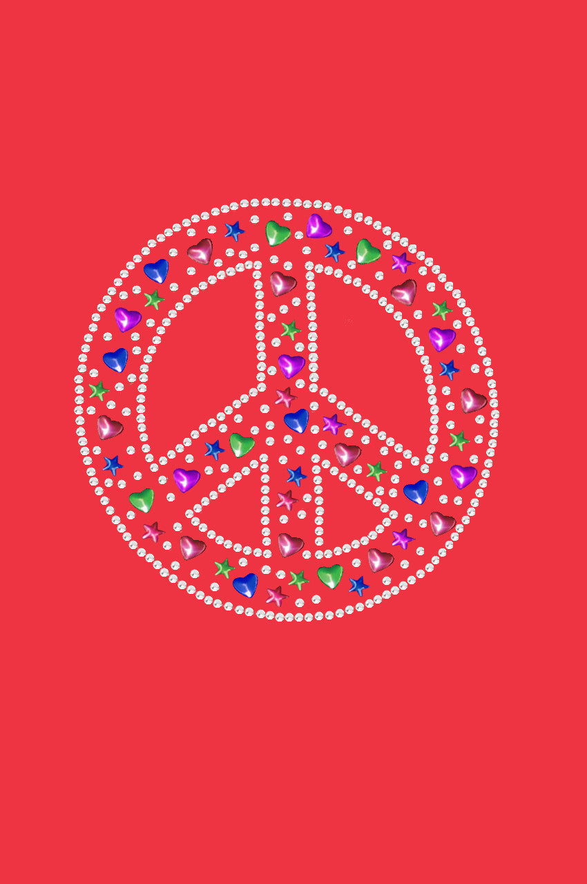 Peace Sign with Stars & Hearts - Womens T-shirt