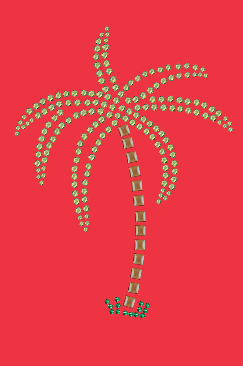 Palm Tree (Green Rhinestones) - Womens T-shirt