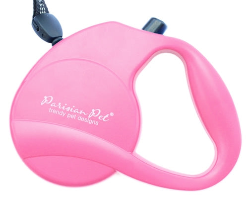 Parisian Pet Retractable Leash M for Dogs & Cats – Stylish 16-Foot Retractable Dog Leash with Ergonomic Handle, Pink