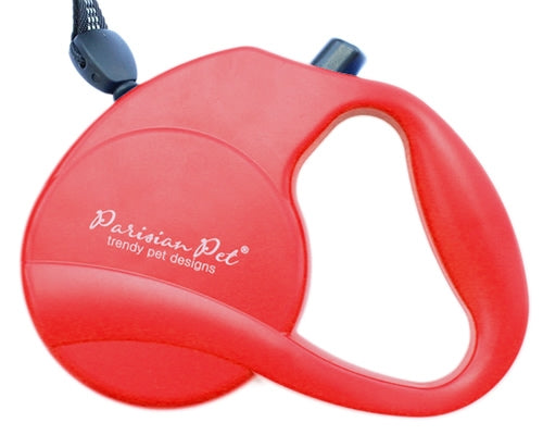Parisian Pet Retractable Leash M for Dogs & Cats – Ergonomic Handle Leash for Dogs Up to 44 lbs, Red