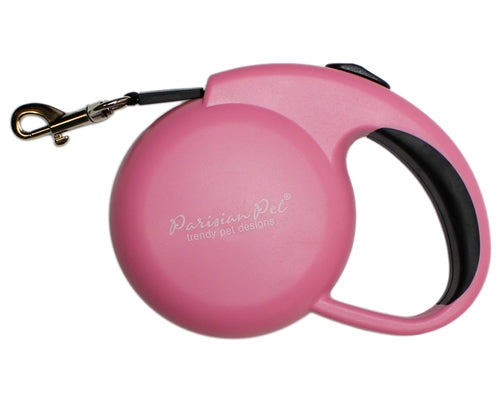 Parisian Pet Mini Retractable Leash for Dogs & Cats – Lightweight, Stylish Pet Leash for Small Dogs, Pink