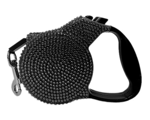 Parisian Pet Crystal Retractable Leash Black
