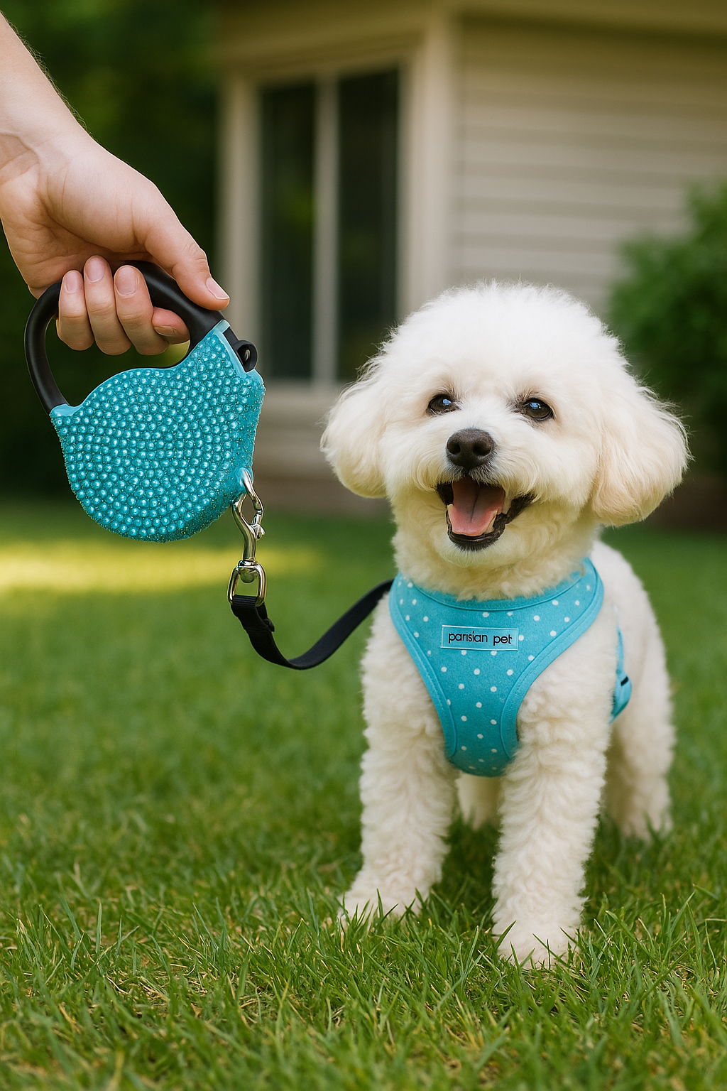 Parisian Pet Crystal Retractable Leash Blue