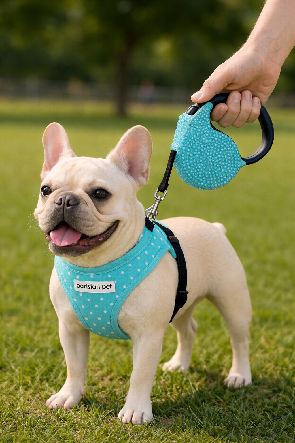 Parisian Pet Crystal Retractable Leash Blue