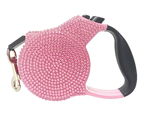 Parisian Pet Crystal Retractable Leash Pink