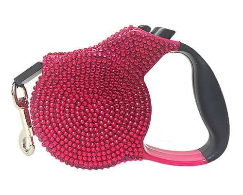 Parisian Pet Crystal Retractable Leash Dark Pink