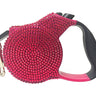 Parisian Pet Crystal Retractable Leash Dark Pink for Dogs & Cats – Durable, Stylish 16-Foot Leash with Ergonomic Handle