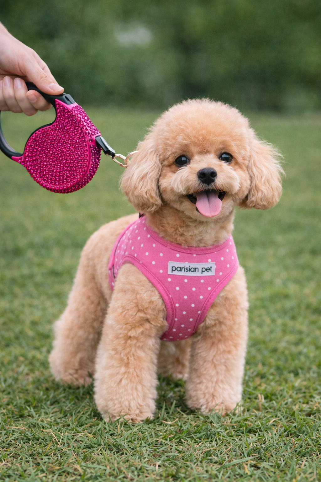 Parisian Pet Crystal Retractable Leash Dark Pink