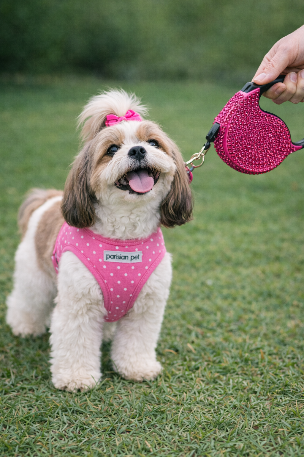 Parisian Pet Crystal Retractable Leash Dark Pink