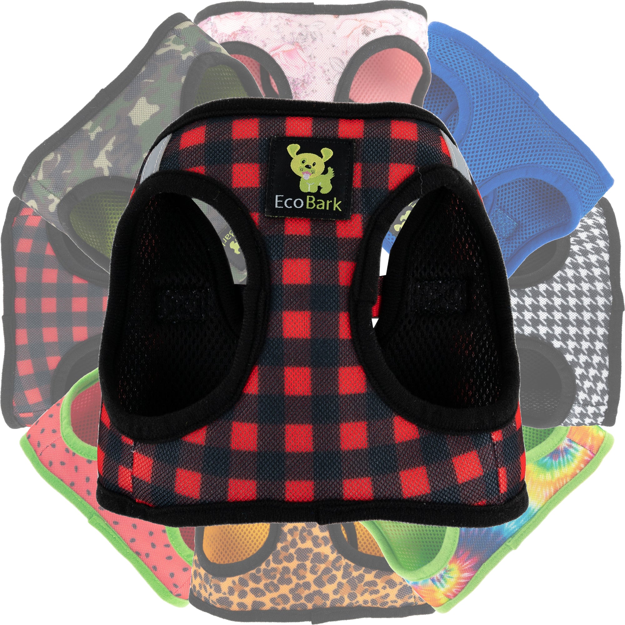 EcoBark Step In Dog Harness - Teacup & Small Breeds- Reflective Soft Mesh Harness for Teacup, Small Dogs and Puppies / Buffalo Plaid