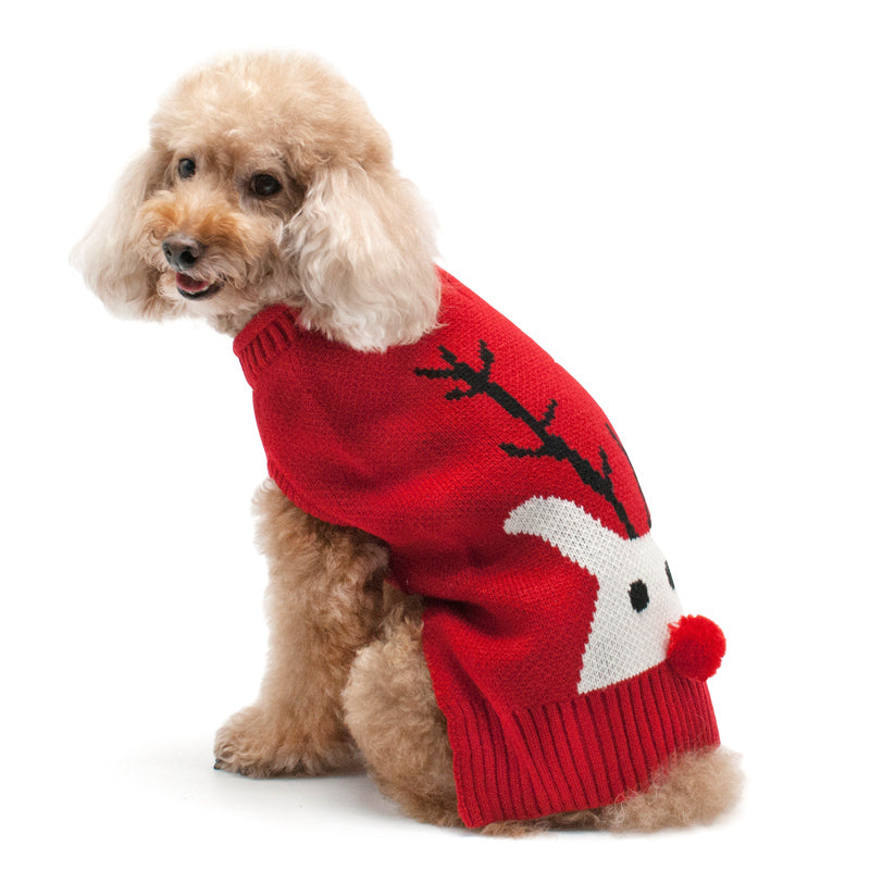 DOGO Red Nose Reindeer Dog Sweater