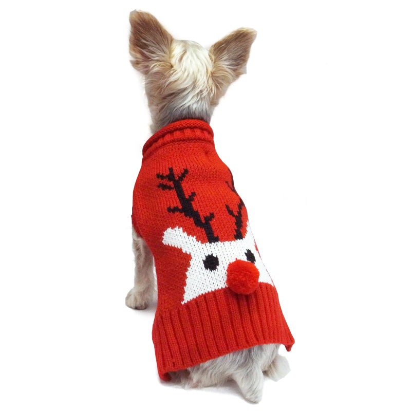 DOGO Red Nose Reindeer Dog Sweater
