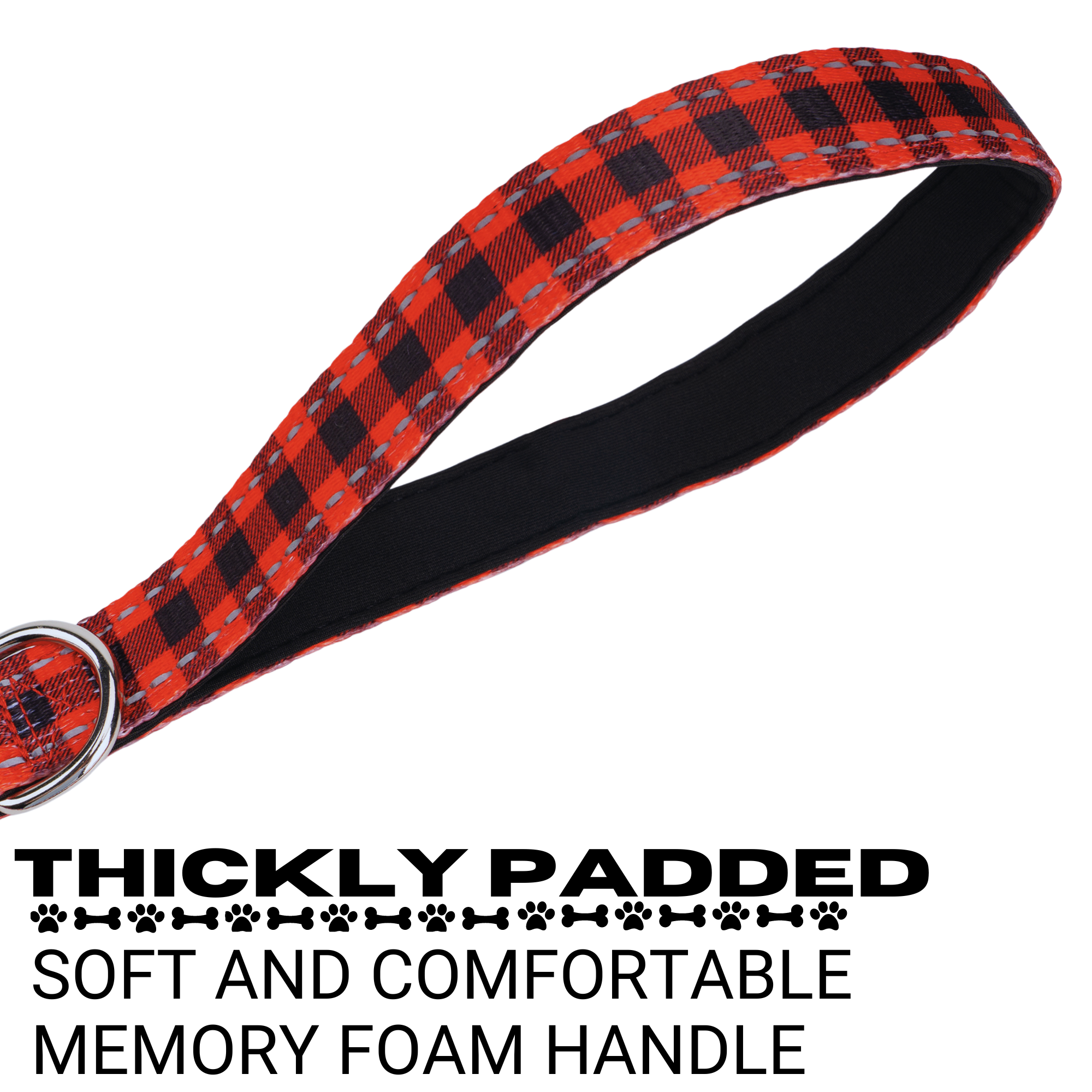 Red Plaid Dog Leash by EcoBark - Buffalo Check Padded Comfort Grip Leash for Dogs - 4ft, 5ft, and 6ft Leash for Small and Medium Dogs