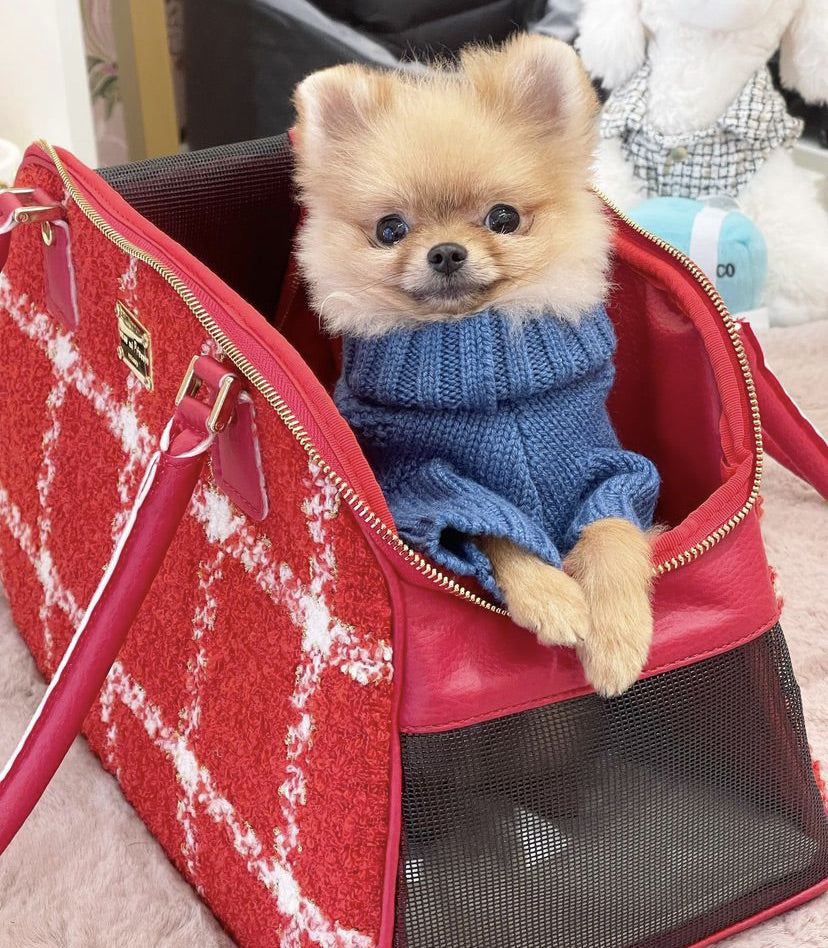 Designer Dog Travel Carrier - Red Plaid