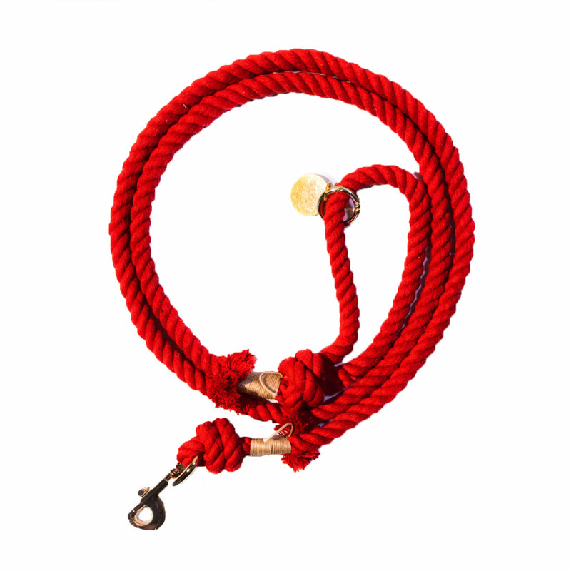 Glow Pups: Red Boho Chic Cotton Rope Dog Leash