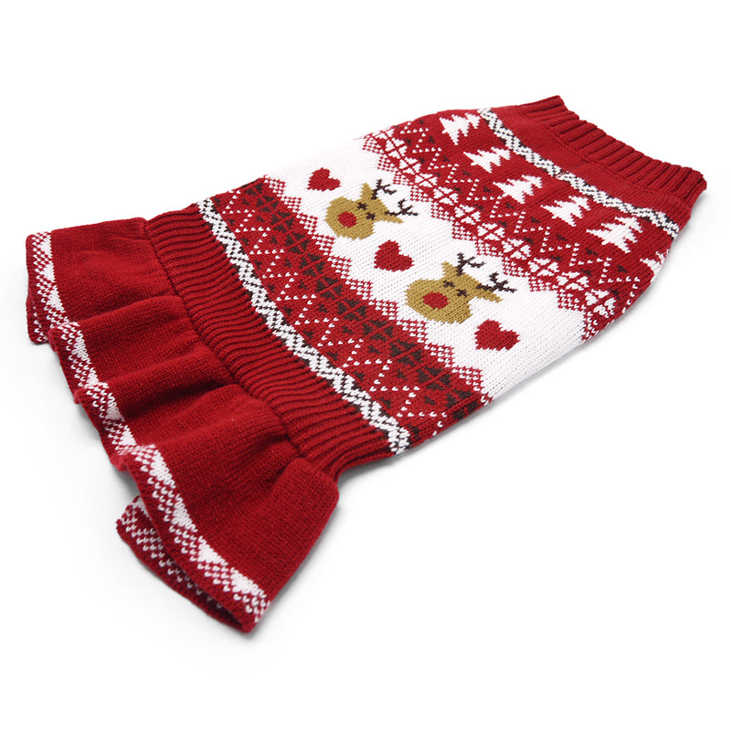 DOGO Reindeer Fair Isle Dog Sweater Dress