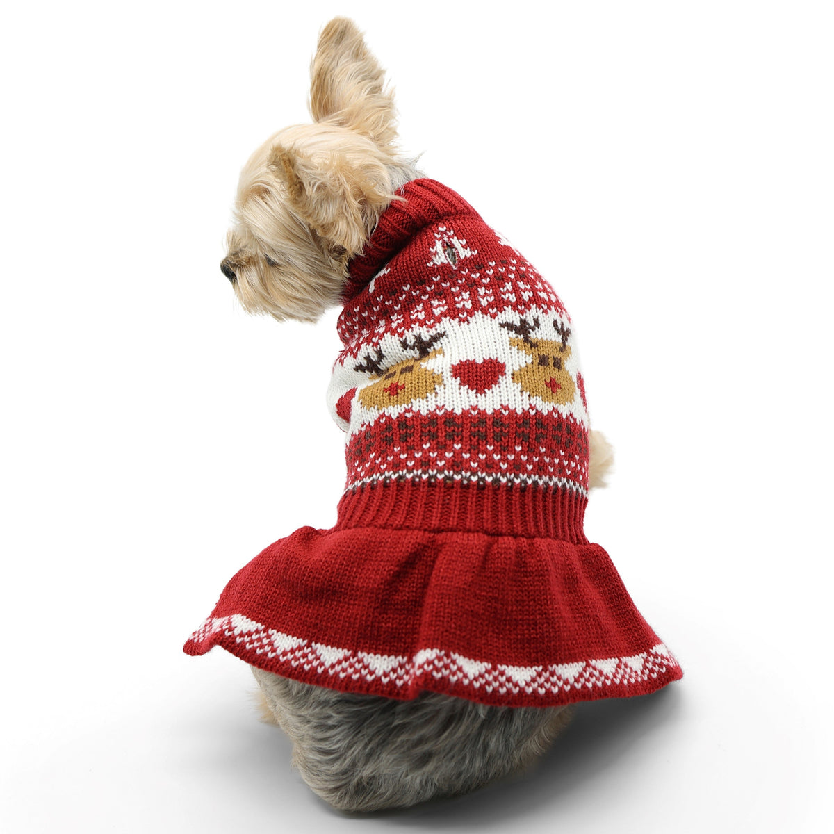 DOGO Reindeer Fair Isle Dog Sweater Dress