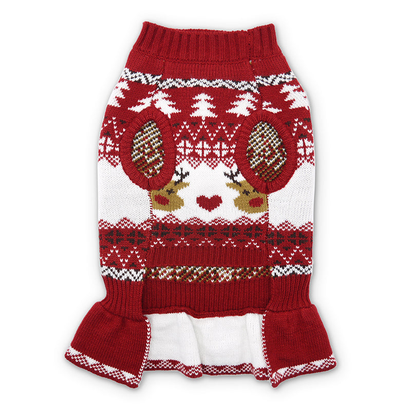 DOGO Reindeer Fair Isle Dog Sweater Dress