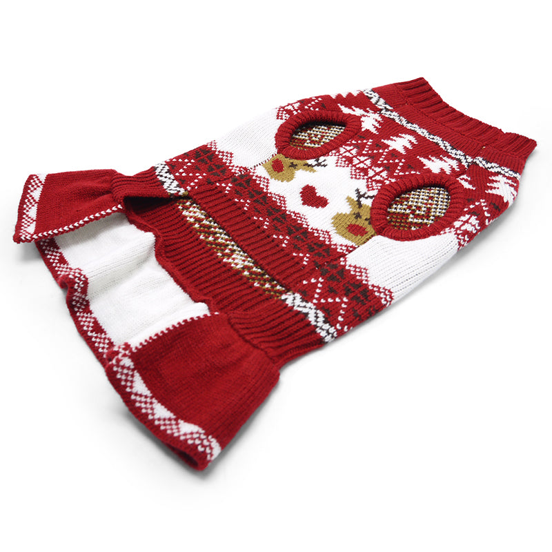 DOGO Reindeer Fair Isle Dog Sweater Dress