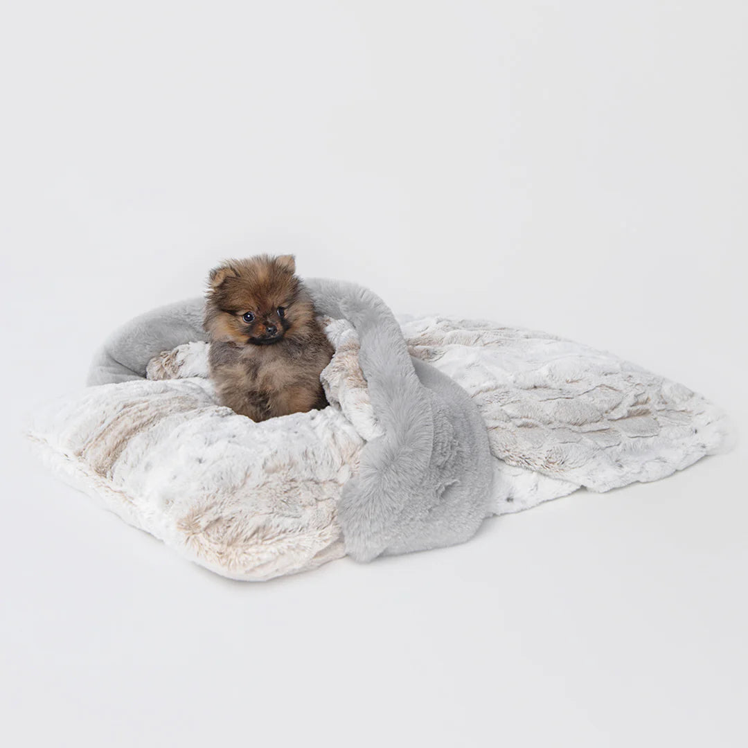 Hello Doggie Ritz Hideaway Pearl Leopard and Dove Grey Dog Bed