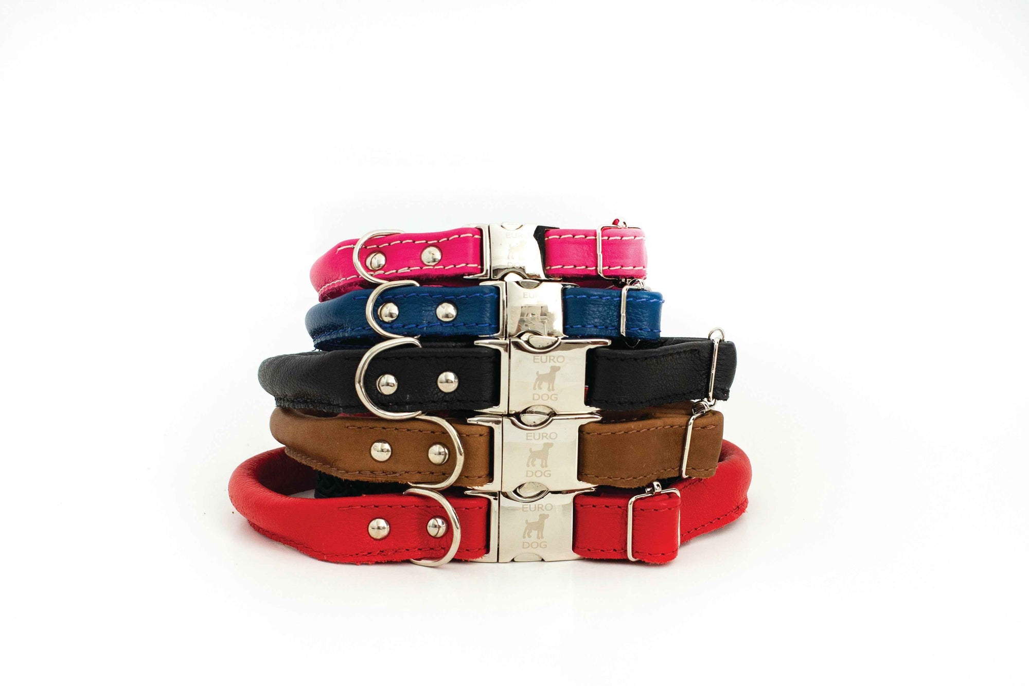 Euro-Dog Rolled Leather Quick-Release Dog Collar