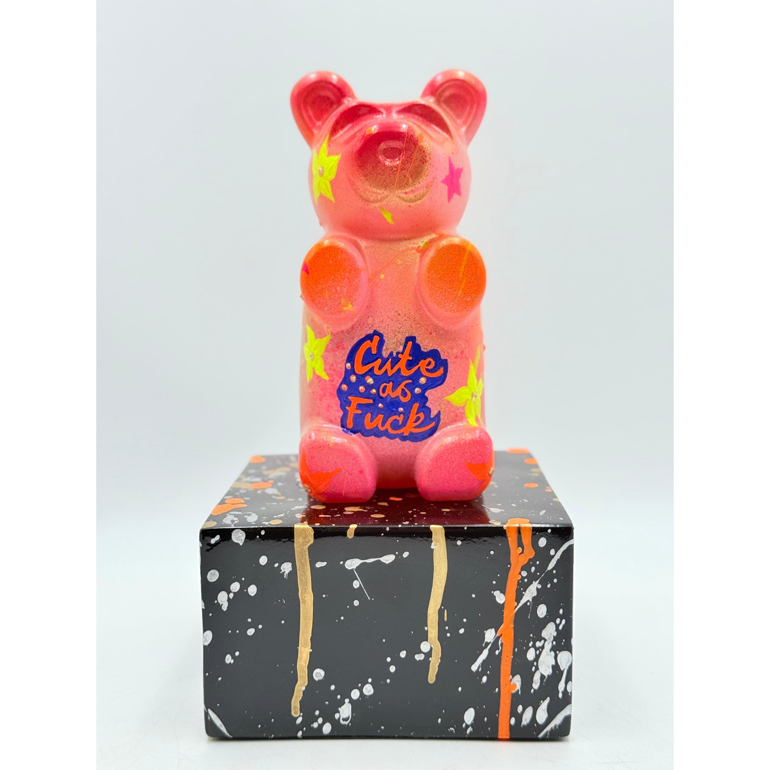 Haribo Bear Sculpture - Floral Relief Design Red Floral Decor Sculpture image 5 - HT Animal Supply