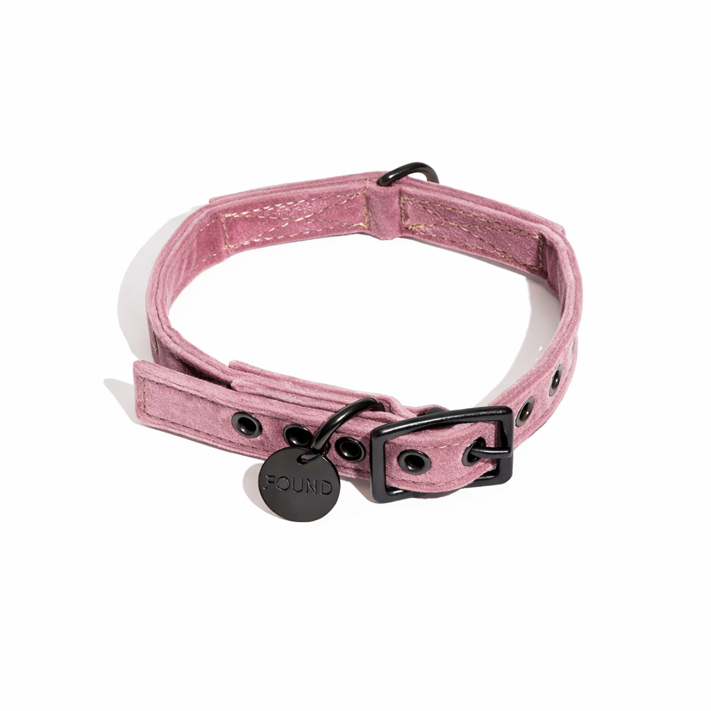 Rose Washable Velvet Cat & Dog Collar – Matte Black Hardware