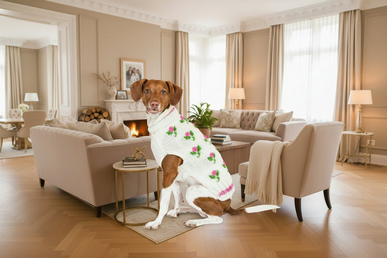 Rose Bud Knit Dog Sweater