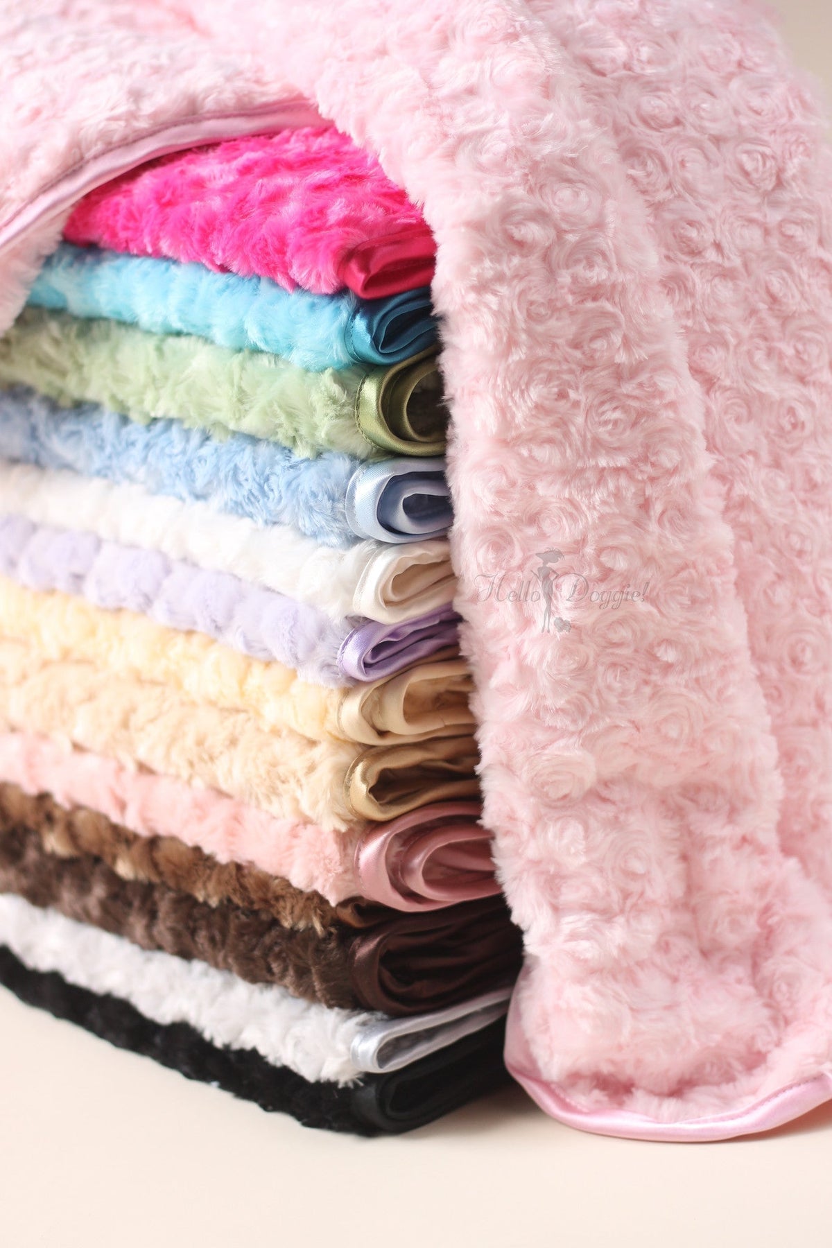 Hello Doggie Rosebud Ultra-Plush Satin Pink Dog Blanket