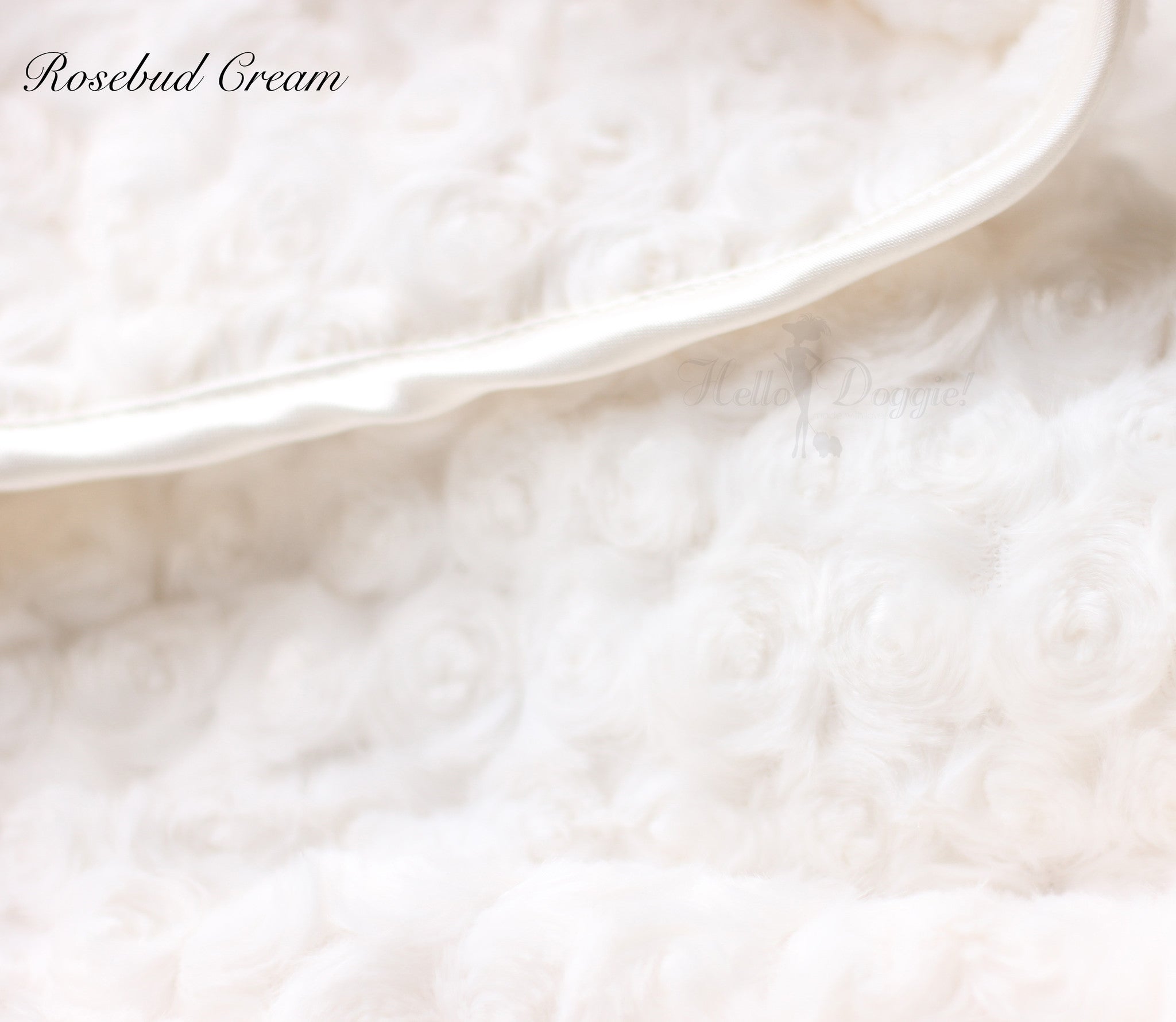 Hello Doggie Rosebud Ultra-Plush Satin Cream Dog Blanket
