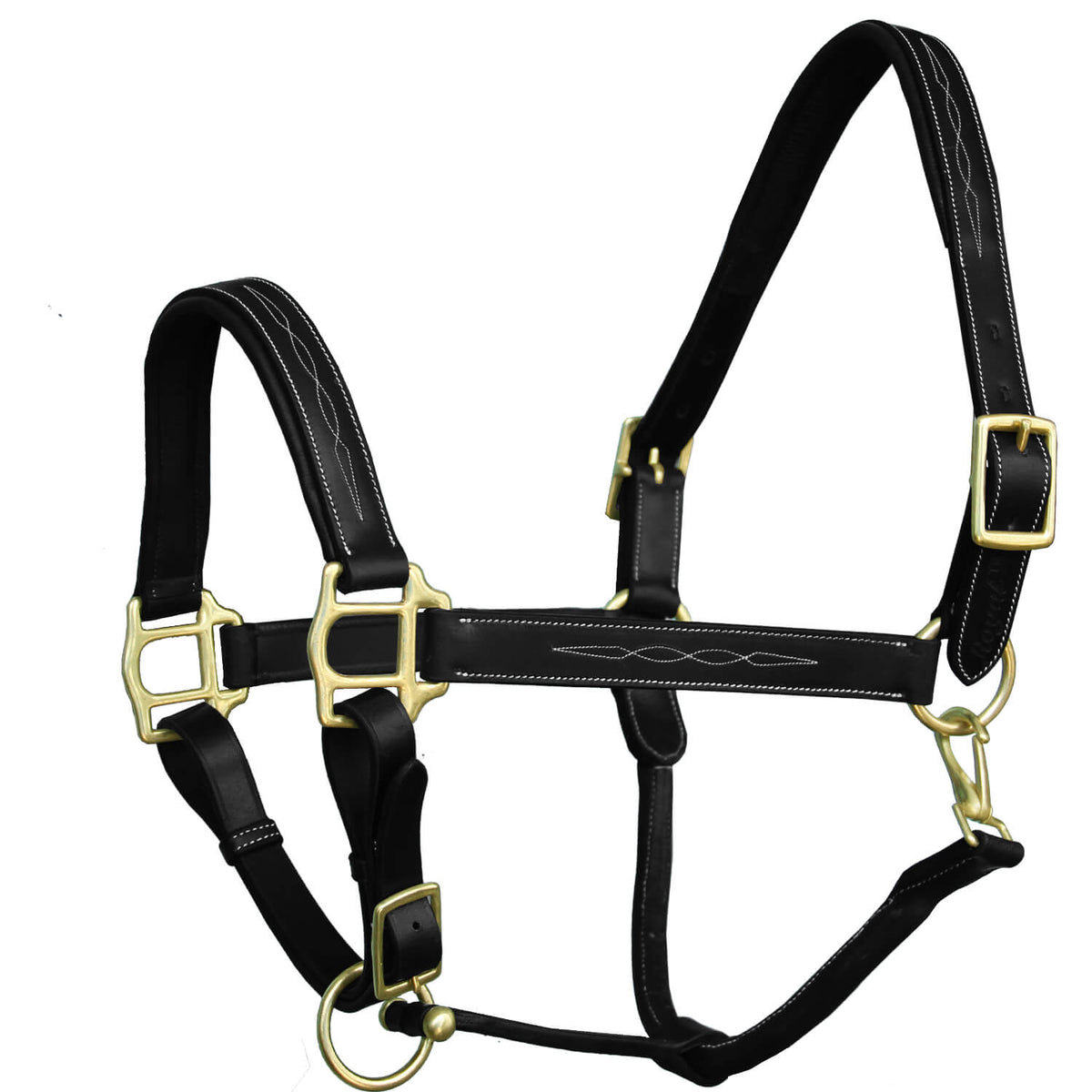 ExionPro Fancy Stitched Leather Halter - Brass Hardware - HT Animal Supply