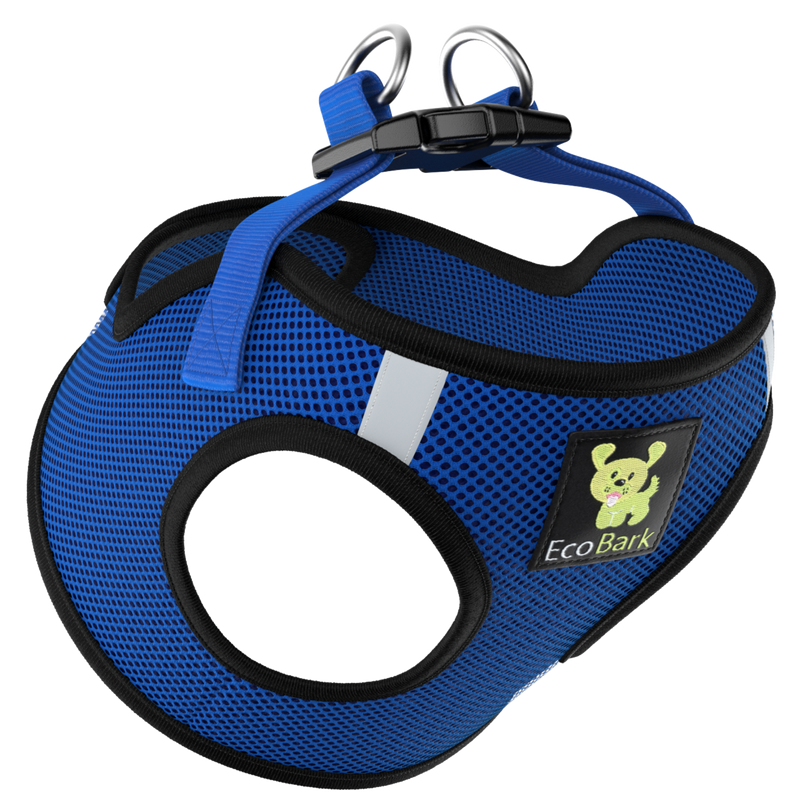 EcoBark Step In Dog Harness - Teacup & Small Breeds- Reflective Soft Mesh Harness for Teacup, Small Dogs and Puppies / Royal Blue