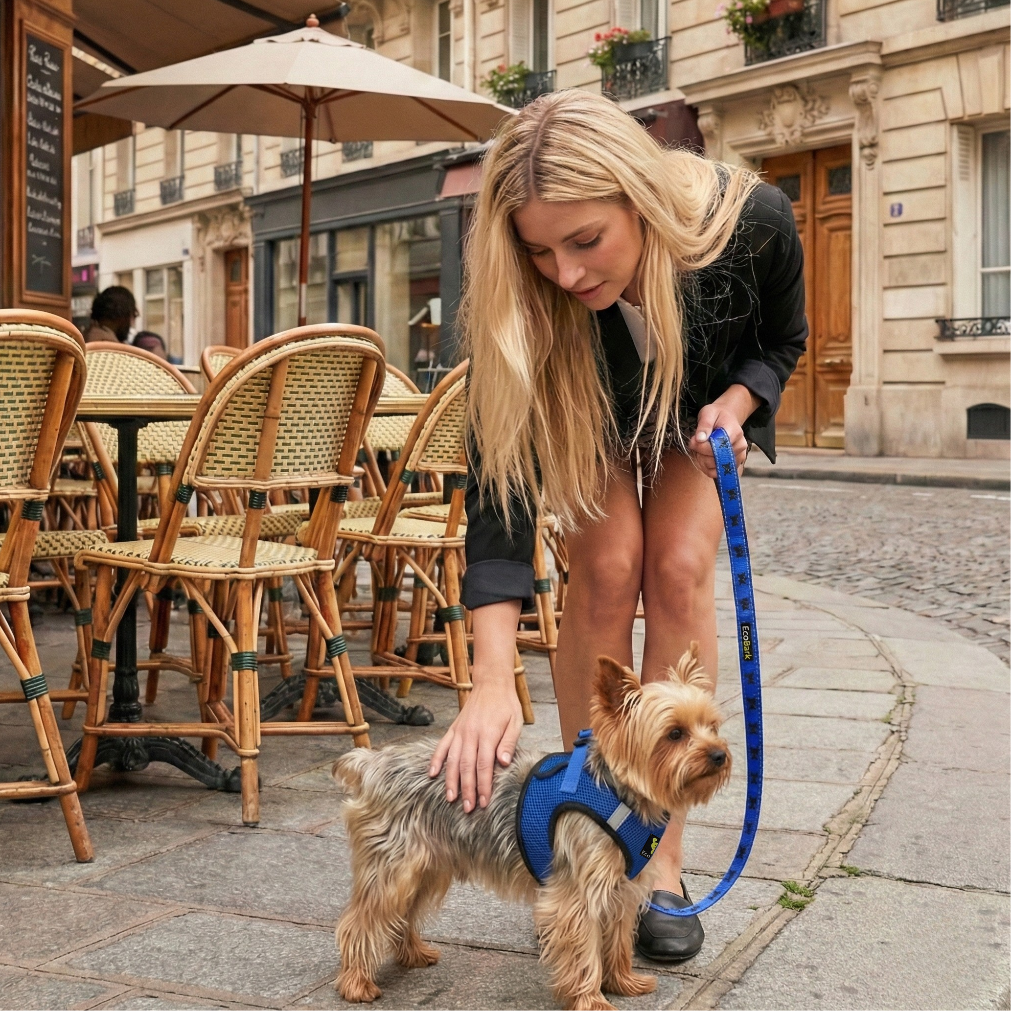 EcoBark Step In Dog Harness - Teacup & Small Breeds- Reflective Soft Mesh Harness for Teacup, Small Dogs and Puppies / Royal Blue