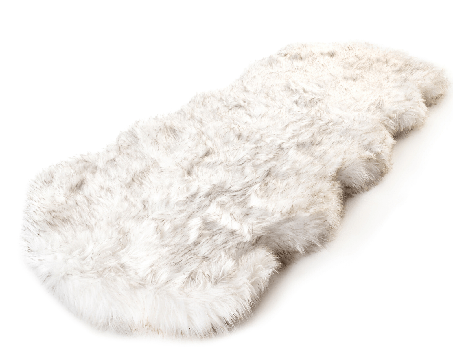 PupRug Runner Faux Fur Memory Foam Dog Bed Curve White with Brown Accents
