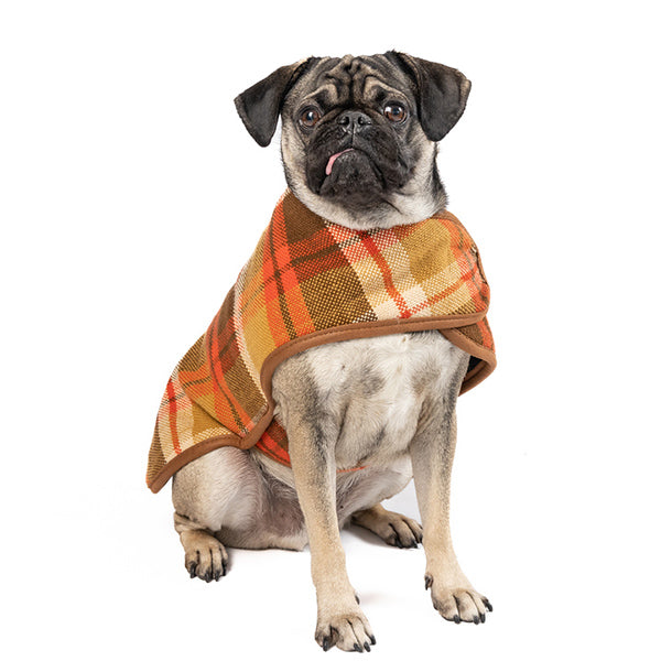 Chilly Dog Rust Plaid Wool Blanket Dog Coat