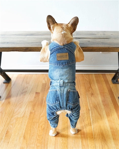 Parisian Pet Denim Overalls  Durable and Trendy Pet Overalls for Dogs & Cats-Blue