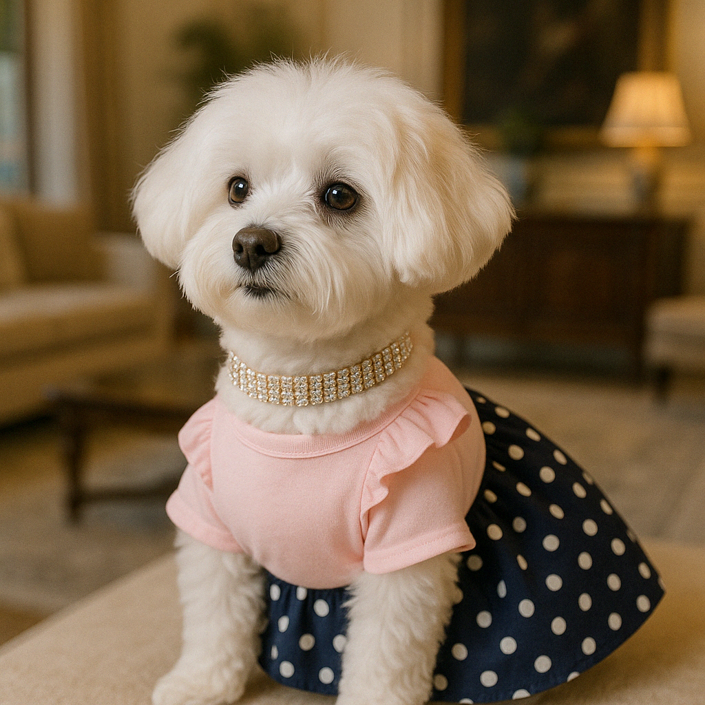 Parisian Pet Nautical Dress for Dogs and Cats, Sleeveless Designer Beach Dress, Comfortable Pet Clothing, Pink & Navy